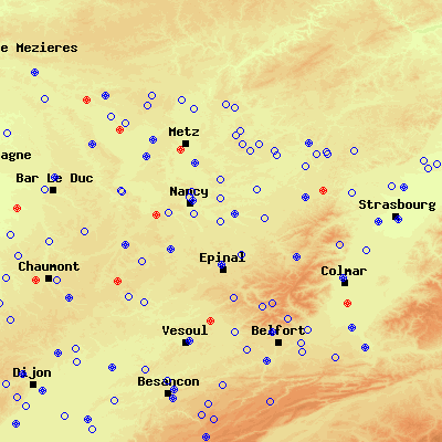 Carte centrée sur Mont sur Meurthe